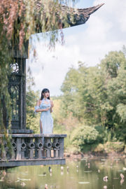 [Welfare COS] Urocza dziewczyna Lu Qingqing kyokyo - niebieski cheongsam