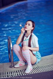 Ai Xiaoqing „Kąpiel piankowa do ciała ludzkiego + japoński strój studencki na basen Lollipop” [XiuRen] NR 866