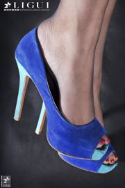 Modell Si Qi "Blauer High Heel und schwarzer Seidenfuß" Sämtliche Arbeiten [丽 柜 贵 足 LiGui] Schöne Beine und Seidenfuß Foto Bild